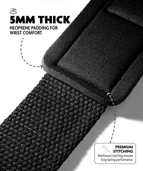 DMoose Lifting Straps, 24-inch (Pair) Wrist Straps for Weightlifting, Deadlift, Powerlifting, Bodybuilding Gym Workout, Neoprene Padded Support Cotton Strap for Max Hand Grip (Black)