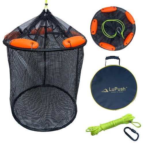 Floating Fish Basket – Collapsible Fishing Net Cage for Live Fish – Heavy-Duty Fishing Net Baskets for Shore, Boat & Dock Fishing