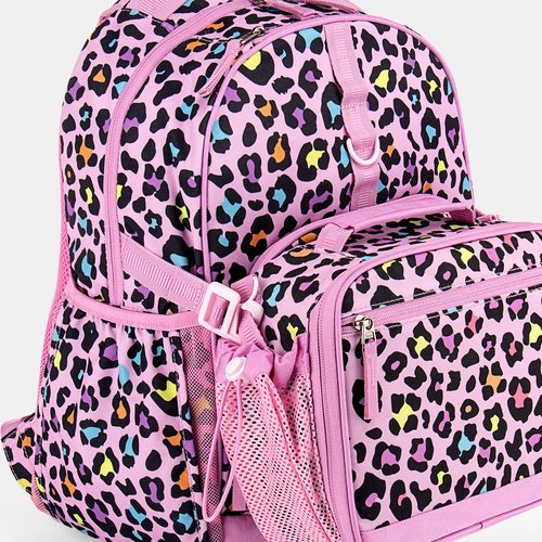 Choco Mocha Strawberry Backpack School Backpack Set for Girls, Kids Backpacks and Lunch Box Set with Water Bottle Elementary School 17 Inch Bookbag, Pink