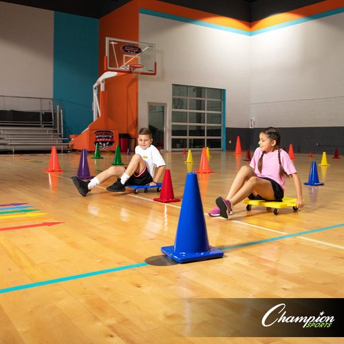 Champion Sports 4" High Visibility Flexible Vinyl Cone for Athletics and Social Distancing, Orange