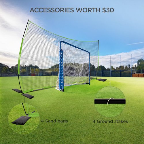Lacrosse Backstop Net Soccer Backstop Net for Backyard Sport Netting Barrier 20 x 10 ft Ball Stop Net Includes Portable Carry Bag 2 Sand Bags 4 Ground Stakes