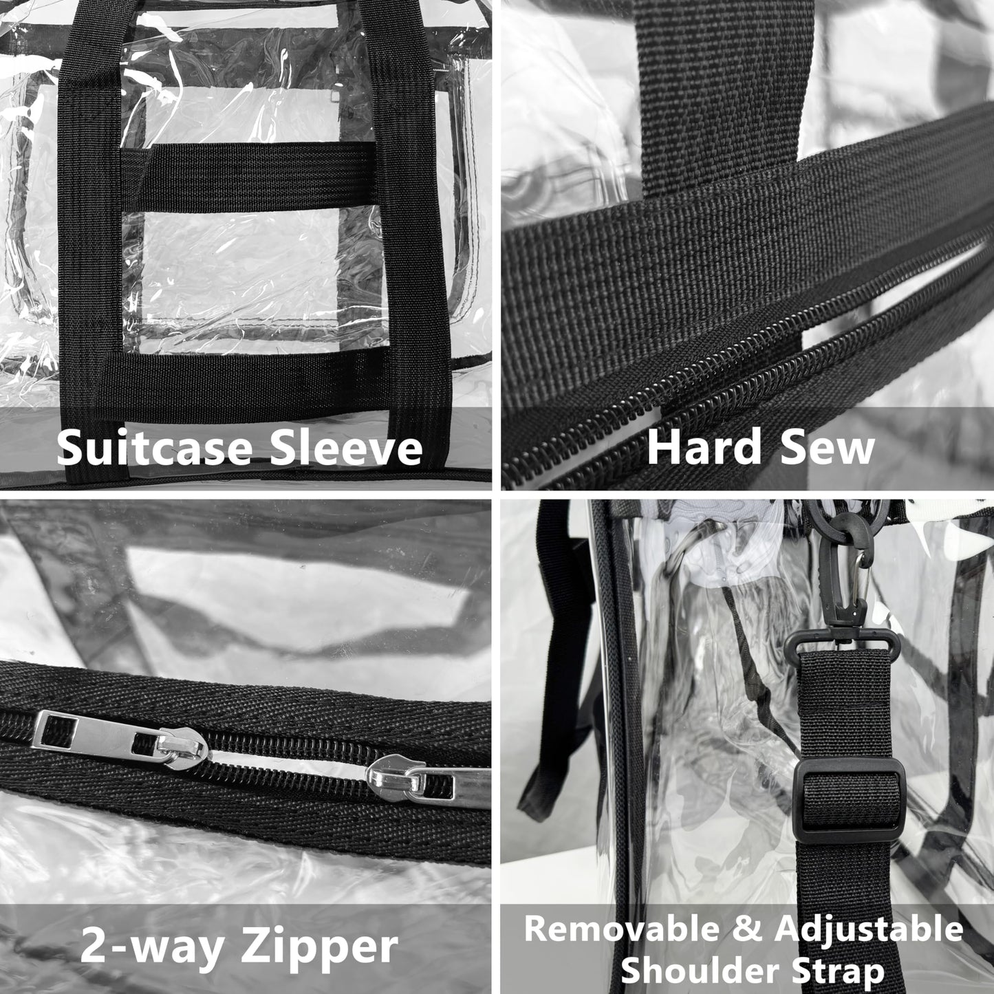 16” Large Clear Duffle Gym Bag, Clear Beach Bag for Travel with Shoe Compartment, Transparent See Through Tote Bag for Women Men