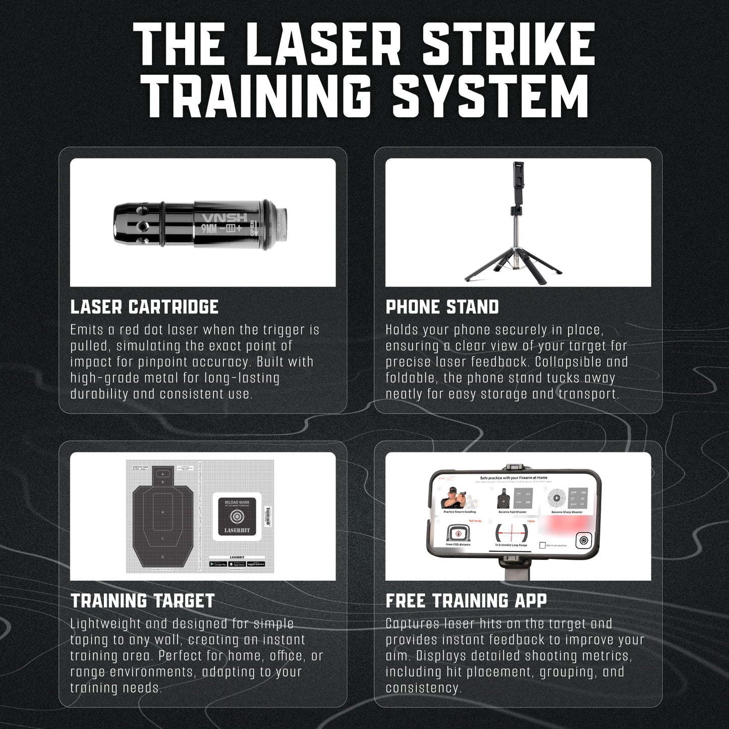 VNSH - Laser Strike Training System | Dry Fire Laser Training | Laser Training Cartridge | High Accuracy | Most Professional | 5 Yards to 100 Yards Range | Caliber Compatibility (.380 ACP)