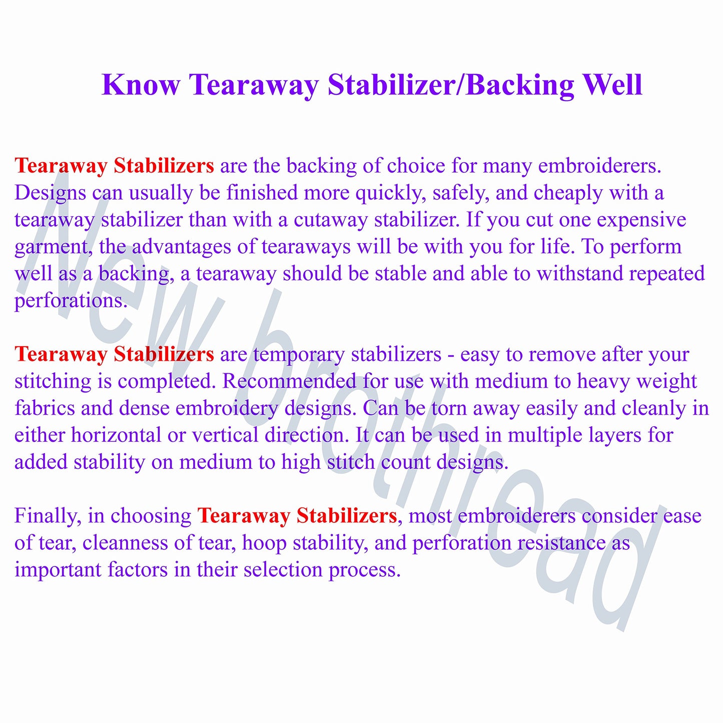 New brothread Tear Away Machine Embroidery Stabilizer Backing 8"x8" - 100 Precut Sheets - Medium Weight 1.8 oz- Fits 4x4 and 6x6 Hoops