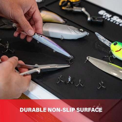 6th Sense Magnetic Rigging Mat – Non-Slip, Oil-Resistant Tackle & Reel Maintenance Mat with Magnetic Zones for Hooks & Parts