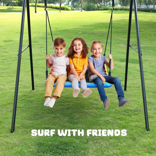 Trekassy Swing Sets for Backyard, 440lbs Heavy Duty A-Frame Metal Stand with 60" Large Platform Swing for Outdoor Playground Park