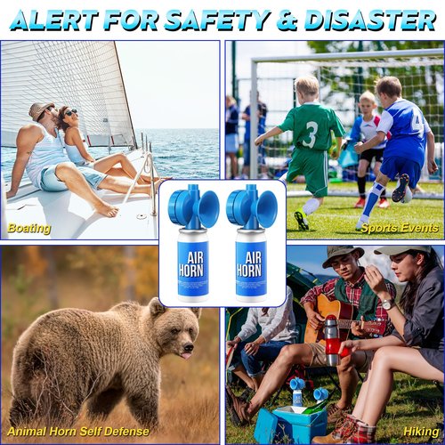 Saillong 2 Pack 1.4oz Marine Boat Air Horn, Loud Air Horns for Safety, Mini Small Blow Fog Bear Horn, Meet Coast Guard, Emergency Use for Marine Boating Sporting Events Outdoor Alarm