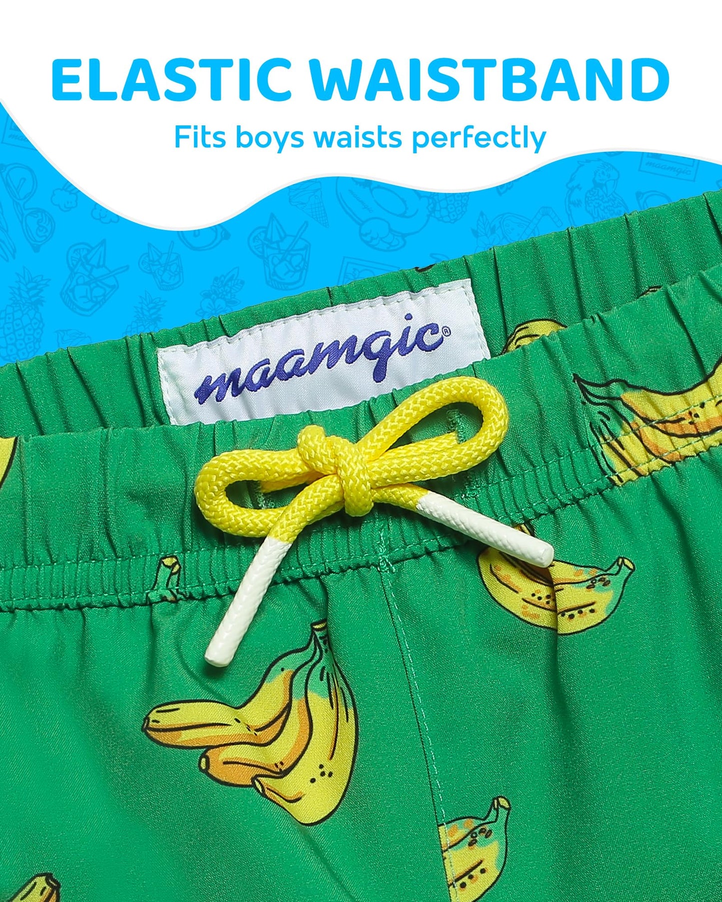maamgic Boys Swim Trunks with Compression Liner 4-Way Stretch Quick Dry Swim Shorts Swimming Trunks Toddler Boy Banana Yellow 14-16 Years