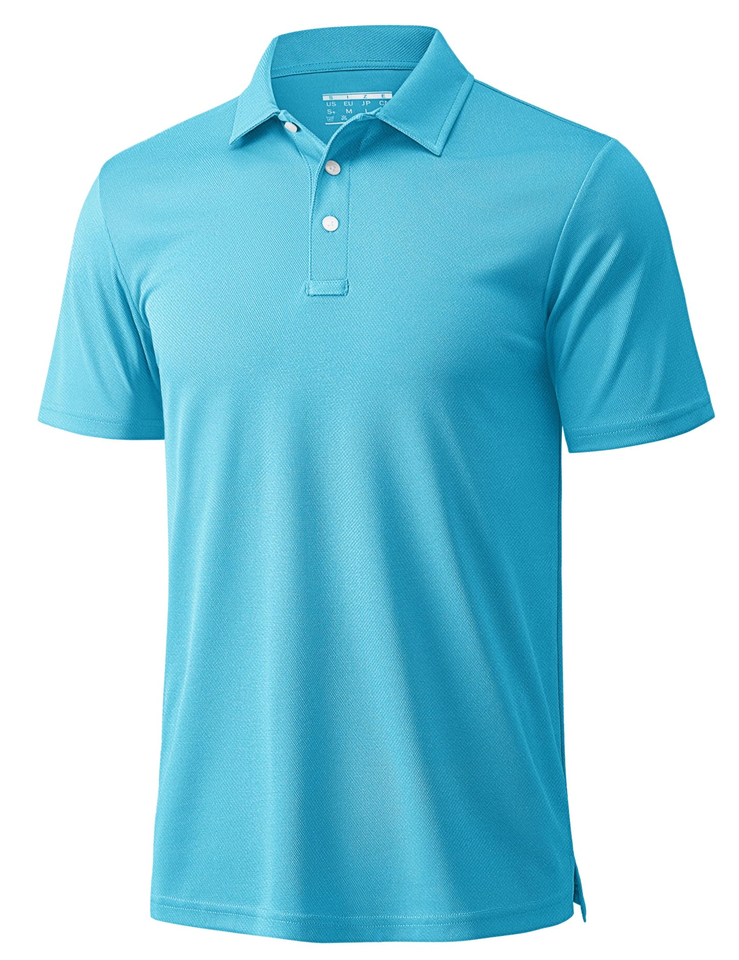 MAGCOMSEN Men's Polo Shirts Short Sleeve Athletic Pique Golf Shirt Dry Fit Performance Casual Work Polos for Men Ice Blue