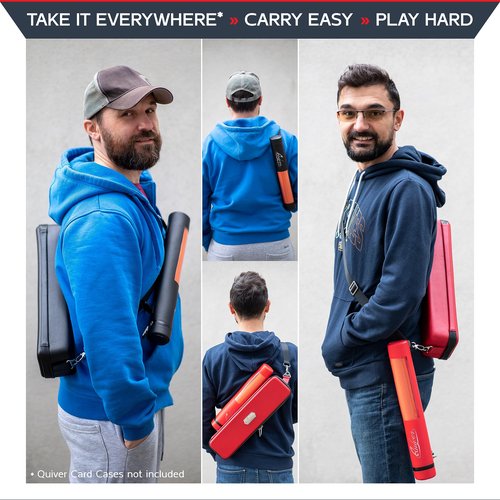 Quiver Time Black XL Orion Playmat Tube - TCG MtG Playmat Tube Case with Waterproof Zipper, Hidden Dice Pocket, Adjustable Removable Shoulder Strap, See-Through Window, Fits 14" and 15" playmats