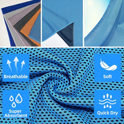 Jueerun Cooling Towel (36"x12") for Sweat 4pcs Sweat Towels Cooling Towels for Neck and Face Soft Breathable Chilly Sports Towel for Yoga,Gym,Golf,Camping,Running,Fitness,Workout…