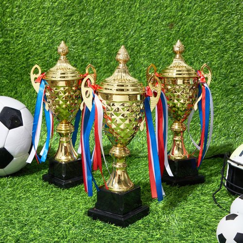 Liliaafar 3 Pcs Large Gold Trophy Award Cup Metal Trophy Cup for Soccer Basketball Sports Competitions Championships Award Ceremony Celebration Party Gift(11.4 x 5.5 Inch)