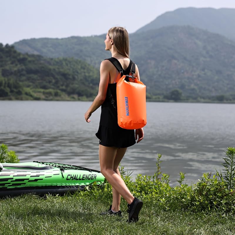 MARCHWAY Waterproof Dry Bag Backpack 5L-40L, Roll Top, Floatable 20L Deep Orange