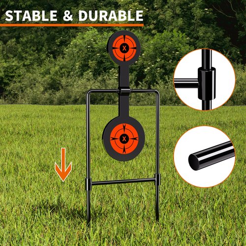 Highwild Double Spinner Shooting Targets - Auto Reset Steel Target - for Centerfire Handguns Up to .44 Magnum