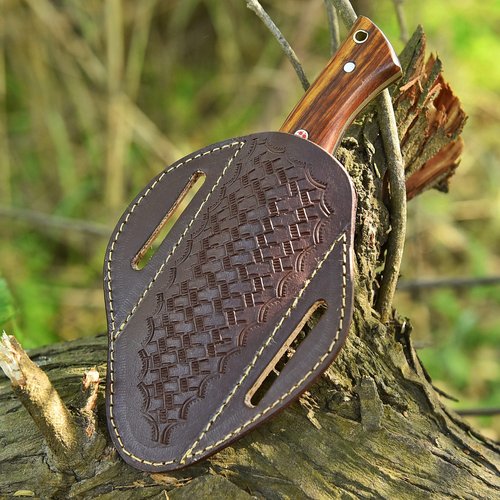 Trade Scorpio Handmade 1095 High Carbon Steel Hunting Knife, Cowboy Knife, Fixed Blade Hunting knife, Tactical EDC knives with leather Sheath, Bushcraft Knives (Rose wood)