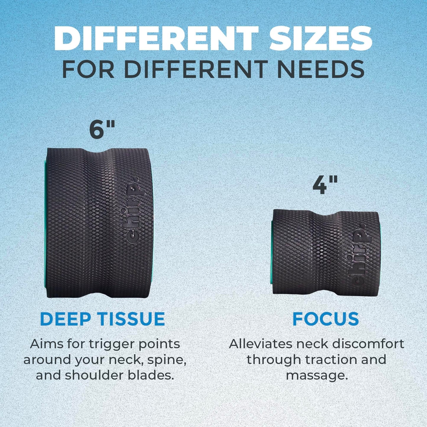 Chirp Wheel Foam Roller – Targeted Back & Neck Relief, Lumbar Spine Stretcher, Spinal Decompression Back Stretcher, Massage Roller with Density Foam for Physical Therapy, Supports 500lbs, 2-Pack Mint