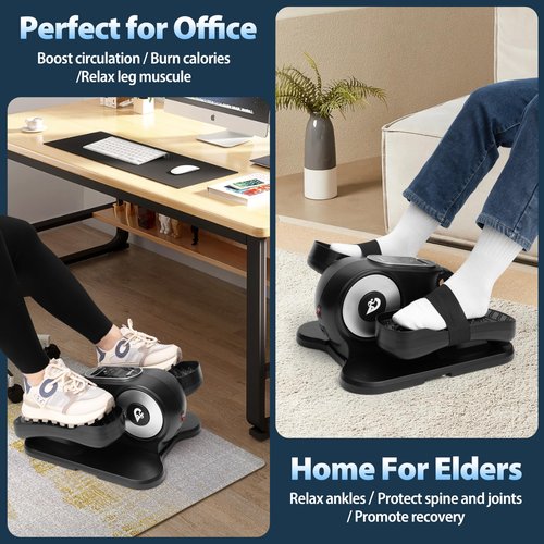 Under Desk Elliptical Machine, Ellipse Leg Exerciser As Seen On TV with Remote, 12 Speed Levels for Whole Family, Forward & Reverse Direction, Auto & Manual Mode, Quiet Portable Machine, Home & Office