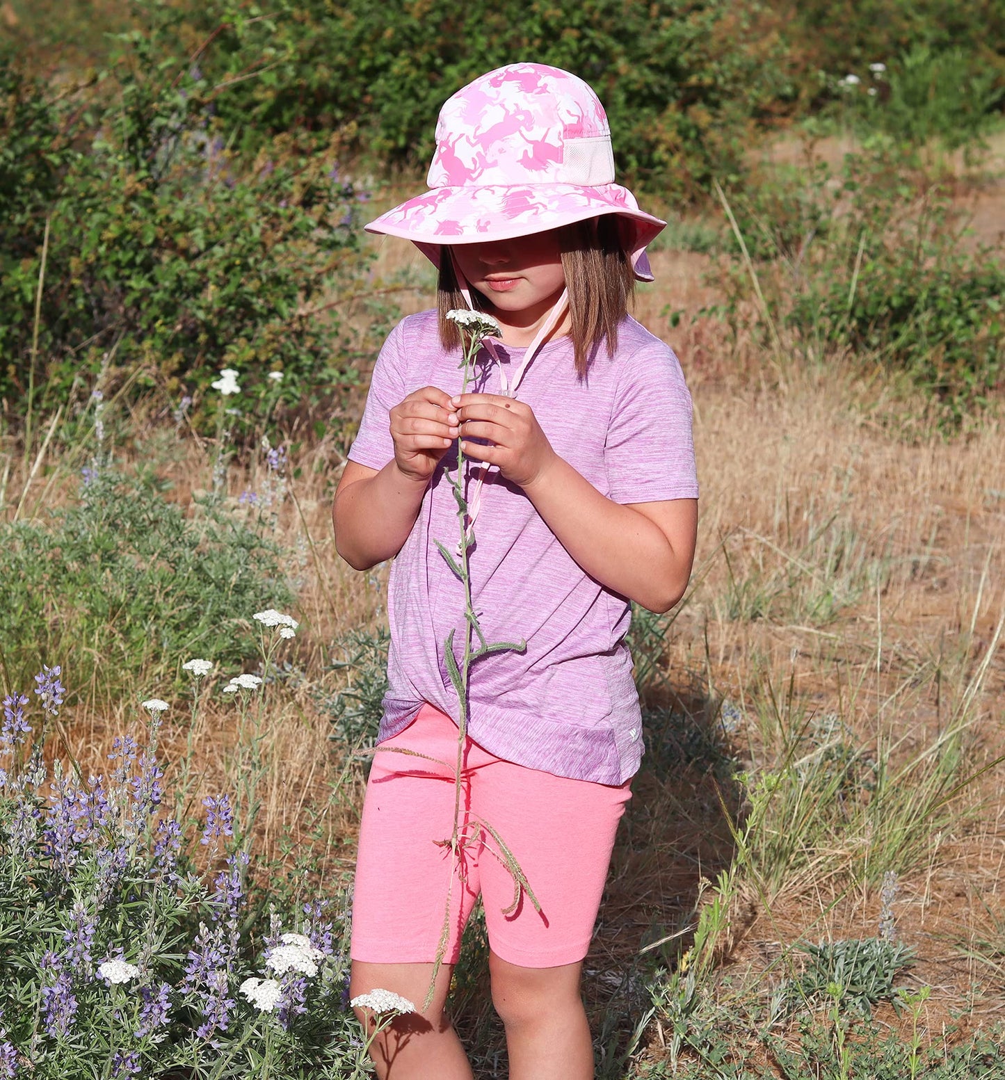 icolor Kids Hats Toddlers Sun Hat UPF50+ Breathable Bucket Summer Outdoor Beach Play UV Sun Protection Pinkhorse Cap for Girl Ages 3~10