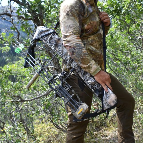 Slicker Weatherproof Bow Sling for Archery, Soft and Compact Bow Case for Hunting Gear Accessories, Cam and String Protector - Alpine Mountain Camo