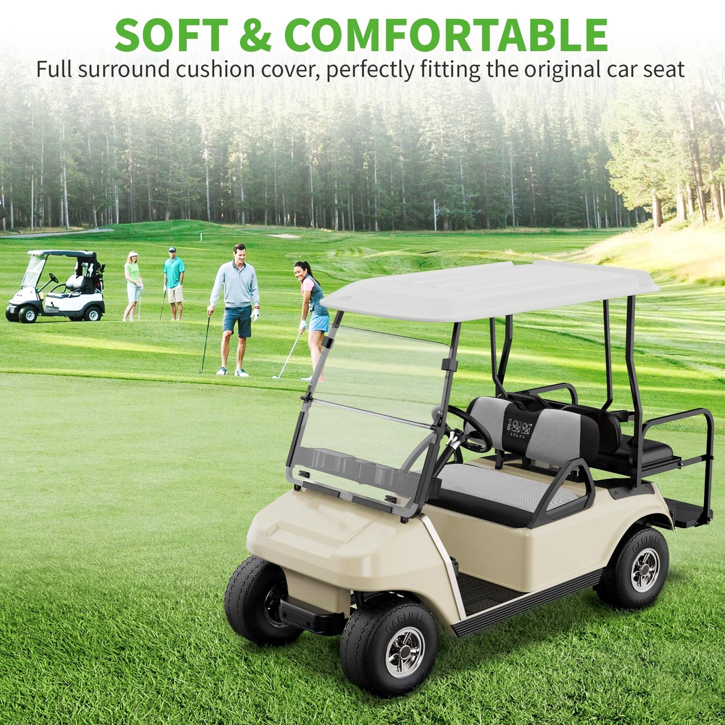 10L0L Universal Golf Cart Seat Covers Dress UP Older Golf Cart Durable Breathable Material Fit Like a Glove for EZGO TXT RXV Club Car DS, Easy to Install