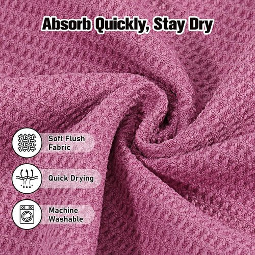 MoKo Hot Yoga Towel, Non-Slip Yoga Mat Towel with Grip Dots, 74.4"×27.3" Yoga Mat Cover for Pilates, Fitness, Meditation, Swimming Pool, Beach, Travel Yoga Mat with Corner Pockets, Magenta