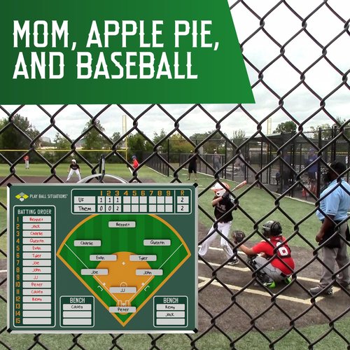 Play Ball Situations - Magnetic Baseball Lineup Board for Dugout - Won’t Warp or Crack, Magnets Always Hold - Dry Erase Softball Lineup Board - Durable 2-Sided Baseball Clipboard for Coaches