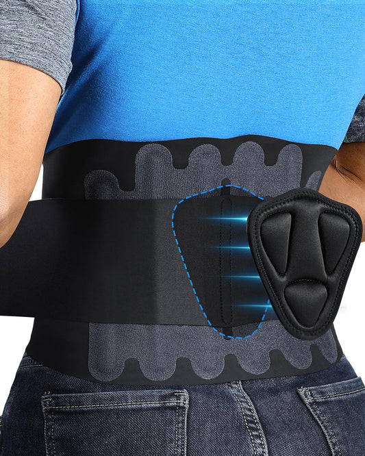 Fitomo 0.5mm Ultra Thin Back Brace for Women Men, 3D Lumbar Pad, Seamless Yoga Fabric, Lightweight Back Brace for Lower Back Pain Relief, Sciatica, Posture, Lifting, Wearg Under Clothes, Black, XL
