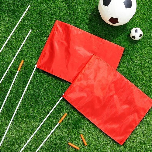 HunnmingRe 67" Soccer Corner Flags Set of 4 with Soccer Agility Poles 12.4 x 9.65 Football Field Corner Flags Training Poles for Outdoor Sports Rugby Field Hockey Training Practice Equipment (No Base)
