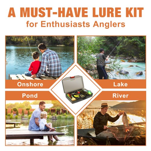TRUSCEND Widely Used Fishing Bait Rigs Worth Every Penny, Selected Fishing Lures & Tackle Kit for Freshwater Fishing, Economic/Giftable/Premium Starter Fishing Gear Set Available