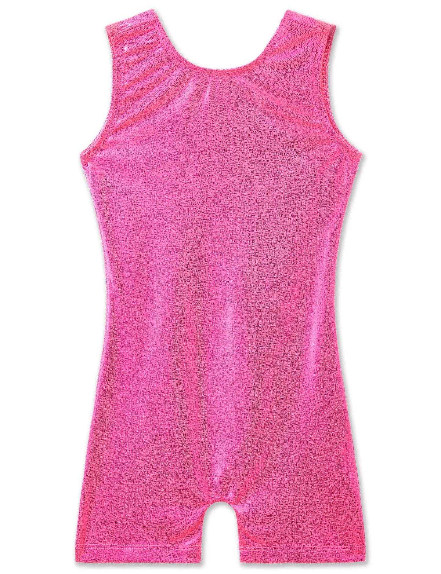 TENVDA Gymnastics Leotards for Girls Size 2t 3t Metallic Hotpink One Piece Tank Unitard