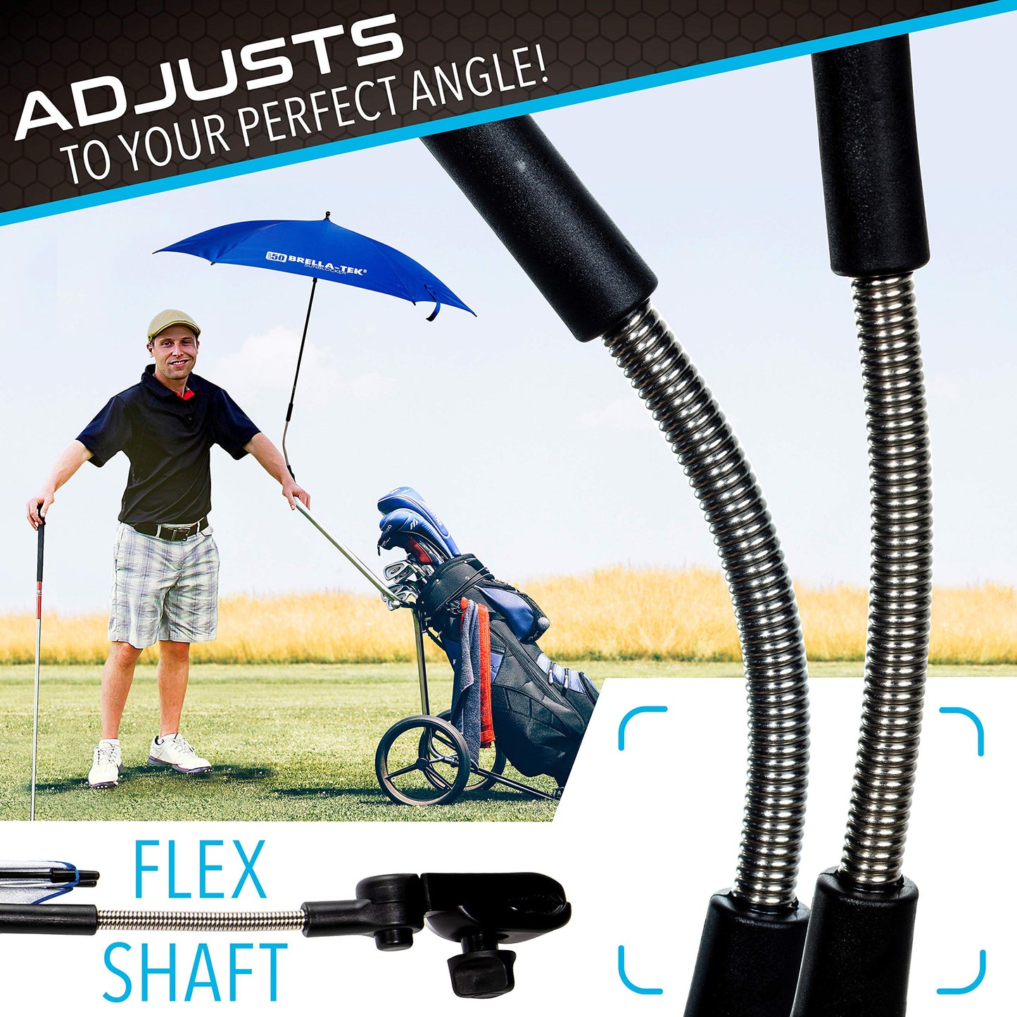 Franklin Sports All Position Umbrella with Universal Clamp SidelineBrella-TekSun Protection UPF 50+