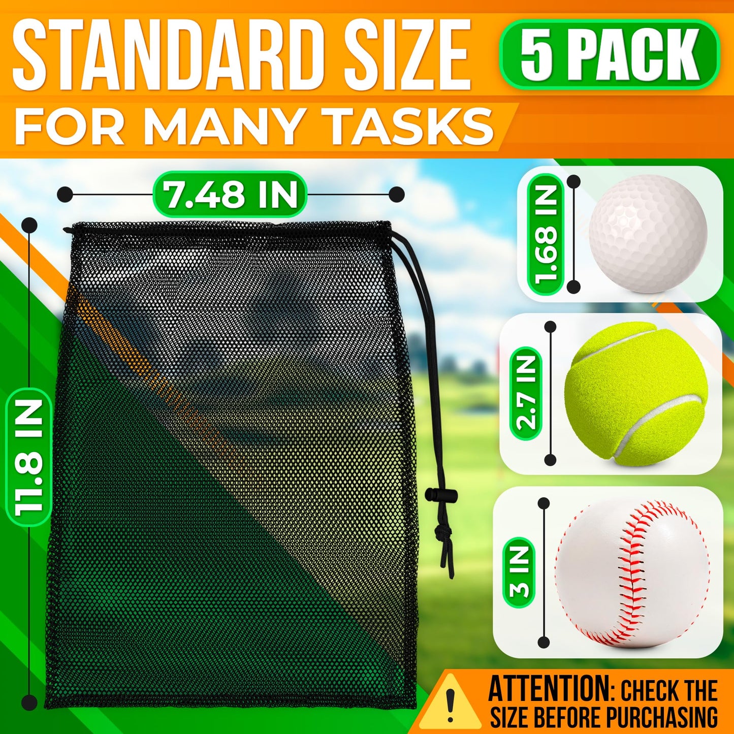 5Pcs Small Mesh Bags Drawstring Black Nylon – 11.8x7.48" Secure Cinch-Top, Mesh Bag for Tennis, Pickleball, Golf, Travel, Beach, Sports Equipment, and Mushroom Foraging – Quick-Dry and Tear-Resistant