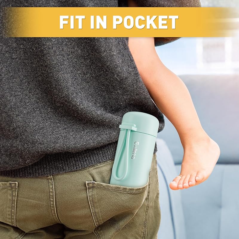 Exllena Extra Mini Water Bottle 5oz Mint - Leakproof Insulated Flask with Carry Handle