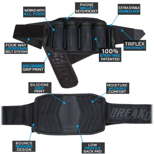 Virtue Breakout V2 Strapless Paintball Harness - All Black 4+7