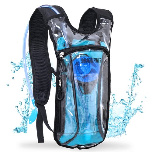 Transparent Clear Sojourner Rave Hydration Pack - Hydration Backpack - Hydropack with 2L Bladder - Water Backpack for Festivals, Hiking, Running, Biking and More