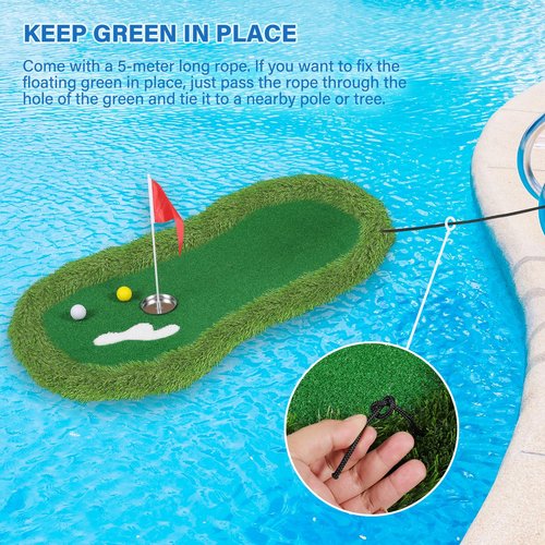 Mosoyolo Floating Golf Green for Pool Large Size 47" x 24" Floating Putting Green for Pool Designed for Golfers to Compete and Improve Their Skills in The Pool or Outdoors