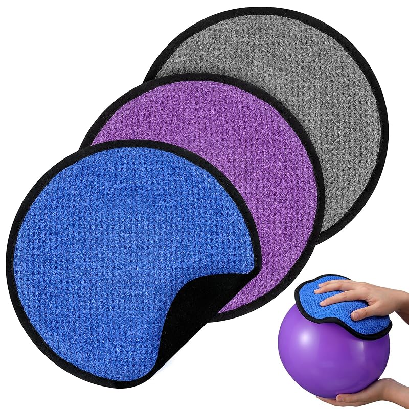 Bowling Shammy Towel Set - 3 Pcs Double-Sided Microfiber Suede, 7.87in Dia (Blue, Purple, Gray)