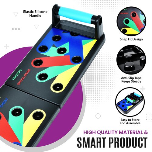 MG Push up Board with 5 Resistance Bands & Jump Rope – Portable Home Gym Equipment for Full Body Workout, Strength Training, Exercise and Fitness – With a Giftable Box & Workout Manual