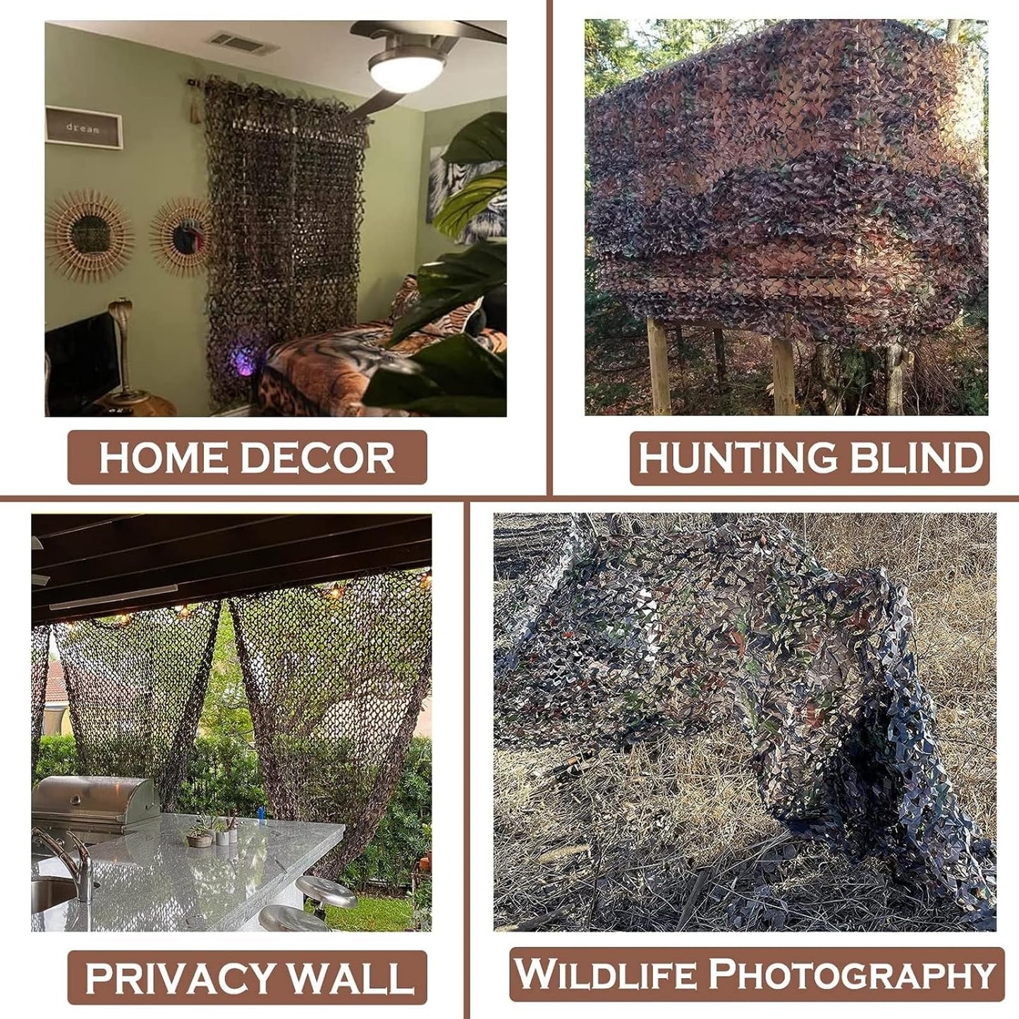 Yeacool Camo Tarp Burlap Camo Netting Camouflage Netting Bulk Roll for Hunting Blind Car Cover Dinosaur Party Decoration Birthday Theme Sunshade (Camo Bionic Leaves, 9.8ftx13.1ft, 3m*4m)