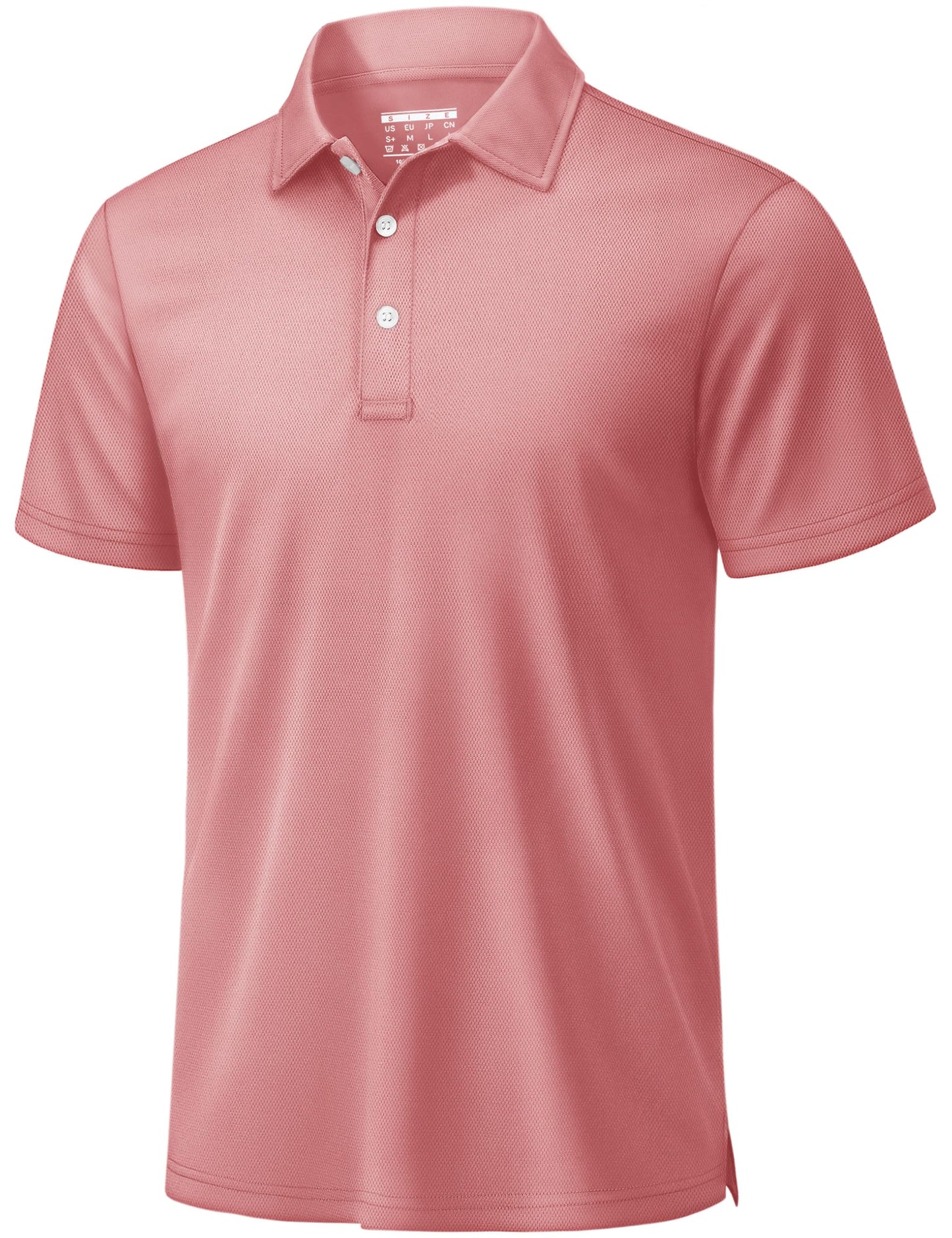 TACVASEN Mens Golf Shirt Dry Fit Mens Polo Shirts Short Sleeve Performance Golf Polos for Men with Collar Work Shirts Dark Pink, M