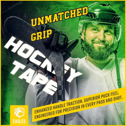 EAGLES Hockey Tape Multipurpose Cloth Tape Roll for Lacrosse Baseball & Softball Bats, Rackets, Pullup Bars, Gardening Tools, Sports Gift Perfect for Wrist, Ankle, Foot, Knee and Hand Taping (Black)