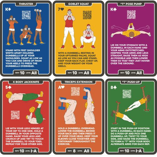 Stack 52 Dumbbell Exercise Cards. Dumbbell Workout Playing Card Game. Video Instructions Included. Perfect for Training with Adjustable Dumbbell Free Weight Sets and Home Gym Fitness. (2019 Mega Pack)
