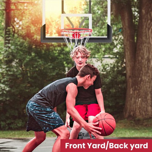 Feelwin Basketball Hoop with Adjustable Height Portable Basketball Goal System for Outdoor Indoor Use 45 inches Heavy-Duty Steel Frame Backboard for Youth and Adults