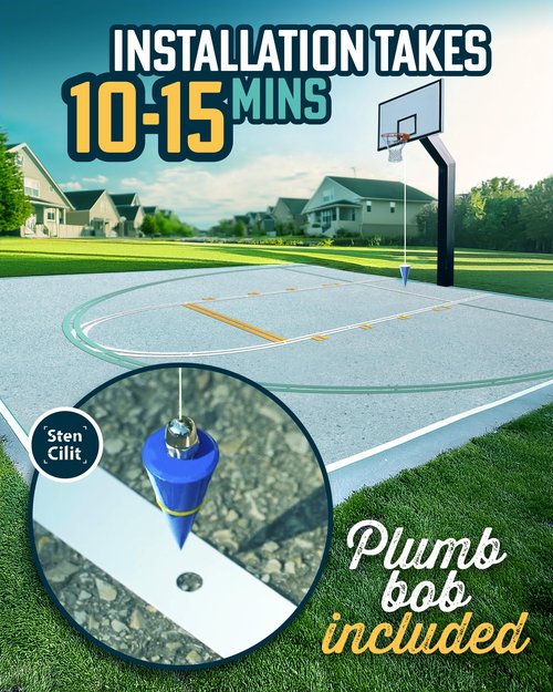 STENCILIT Basketball Court Stencil Kit for Concrete - Thick Plastic, Professional Kit for Driveway & Concrete, Reusable, Easy Assembly, Key & 3Point Lines Basketball Stencil