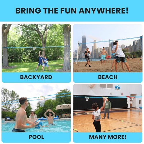 HALO BALL Portable Basketball Hoop with Adjustable Height - Play Floating Outdoor Yard Game at Beach, Lawn, Backyard, Pool, Grass - New Sport for Boys, Girls, Family