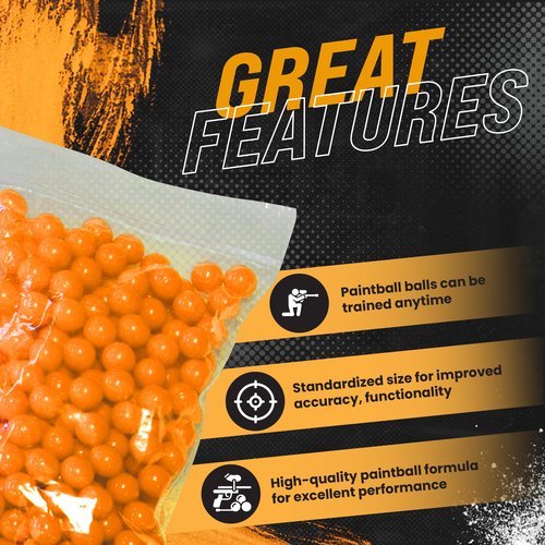 3Skull .43 Caliber Paintballs for Umarex T4E Paintball Pistols .43 Cal Ammo, Orange - 250 Count
