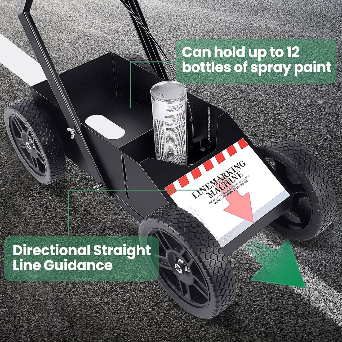 2395000 Striping Machine,Compatible with Rust-Oleum Inverted Marking Spray Paint,Ready-to-Use Parking Line Striper,2"-4" Adjustable Spray Width,for Various Road Surfaces,Parking Lot Striping Machine