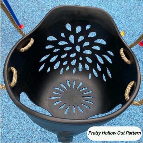 SELEWARE Heavy-Duty High Back Full Bucket Toddler Swing Seat with Locking Carabiners and Adjustable Rope, Cute Elephant Shape Design, 600LB Weight Limit (Bucket Swing, Black)