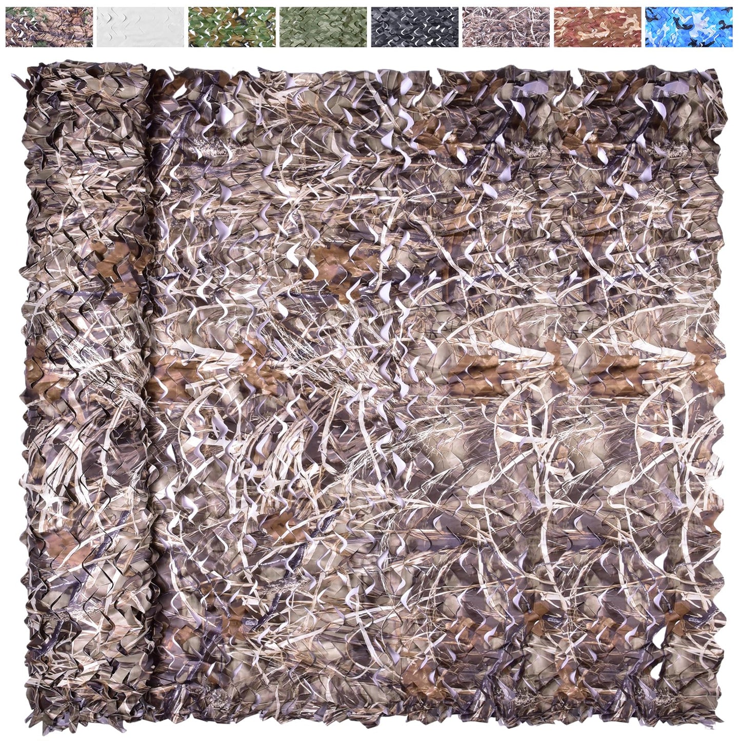 Yeacool Large Camo Netting Camouflage Netting Bulk Roll Burlap Camo Tarp Sunshade Net for Dinosaur Birthday Party Decoration Hunting Blind Material Bird Watching (Dry Grass, 65.6ftx4.9ft, 20m*1.5m)