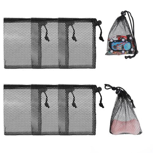 Styquenzer 6 PCS Small Mesh Bags Drawstring, 6 X 4 Inch Black Small Mesh Bag, Mini Nylon Net Bags, Portable Nylon Storage Bag for Travel Candy Cosmetics